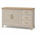 Sideboard mit 2 Türen und 3 Schubladen, 120 × 40 × 80 cm, Beige, Natur und Gold