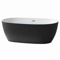 Freistehende ovale Acryl-Badewanne mit integriertem Überlauf, 170 × 80 × 58 cm, Schwarz/Weiß
