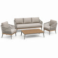 4-teilige Garten-Sitzgruppe in Beige, Grau und Braun – Sofa 200 × 80 × 78 cm, Sessel 75 × 78 × 76 cm, Tisch 120 × 65 × 38 cm