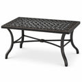 Rechteckiger Gartentisch aus beschichtetem Metall, Schwarz/Bronze, 105 × 65 × 45 cm, dekorative Gitterplatte