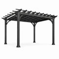 Freistehende Metall-Pergola mit offenem Lamellendach, 400 × 300 × 250 cm, Schwarz