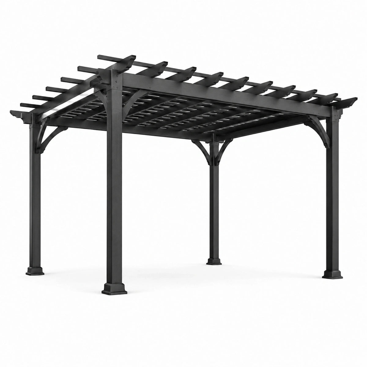 Freistehende Metall-Pergola mit offenem Lamellendach, 400 × 300 × 250 cm, Schwarz