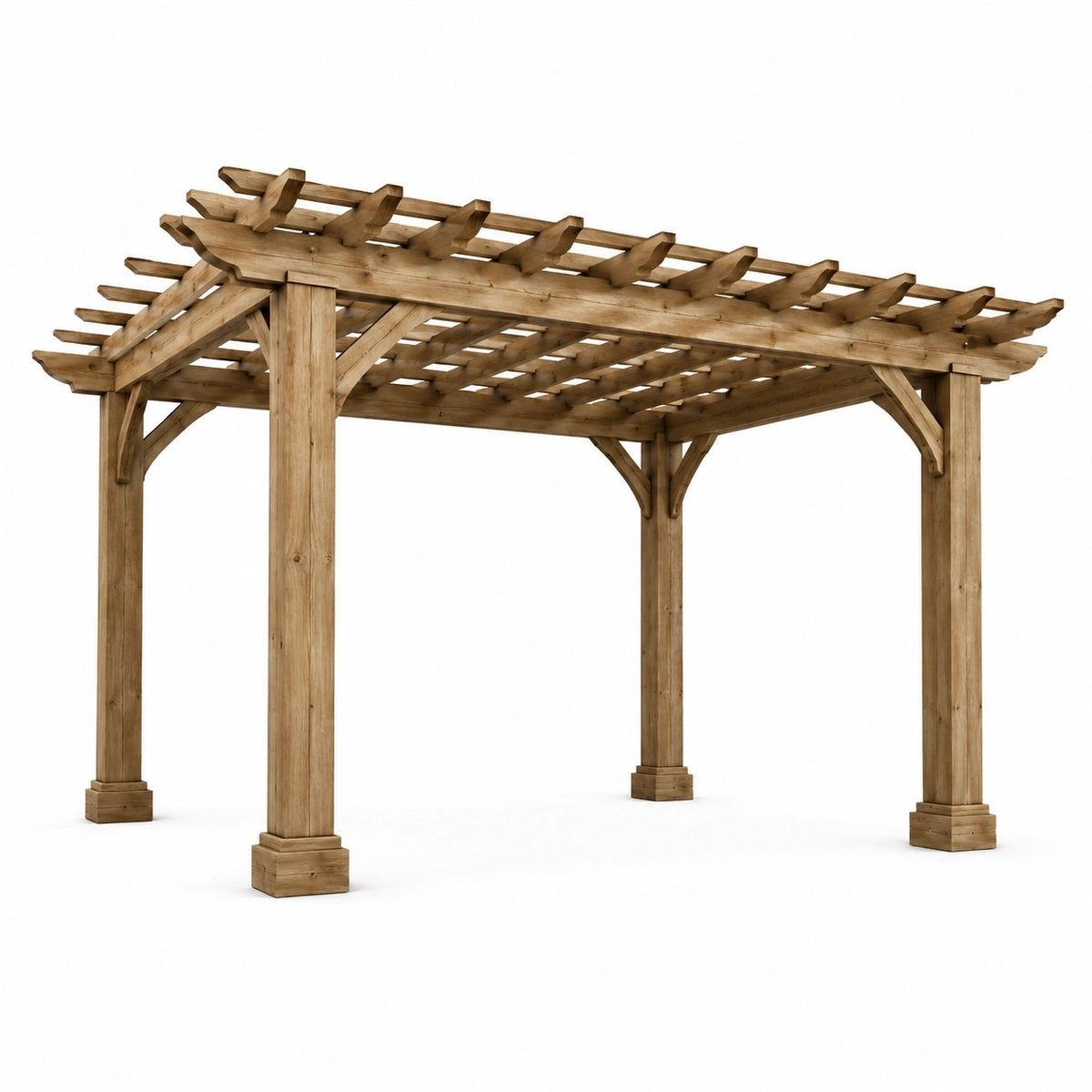 Freistehende Holzpergola mit offenem Lamellendach, Braun, 400 × 300 × 250 cm