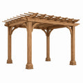 Freistehende Holzpergola mit offenem Lamellendach, 427 × 305 × 244 cm, Braun