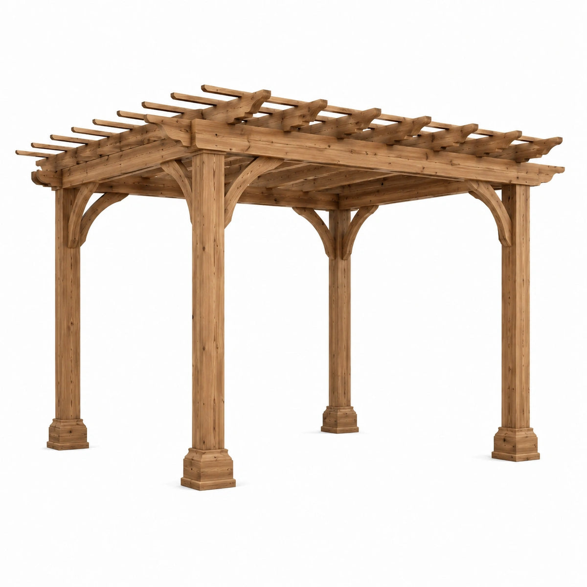 Freistehende Holzpergola mit offenem Lamellendach, 427 × 305 × 244 cm, Braun